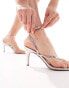 ASOS DESIGN Harissa toe thong mid heeled sandals in silver