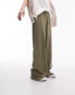 Topshop pull on wide leg trouser in khaki