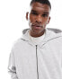 ONLY & SONS zip thru hoodie in light grey melange