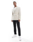 ASOS DESIGN wedding skinny blazer with gold buttons in stone