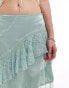 Reclaimed Vintage limited edition midi slip skirt with lace and frill details in mint green