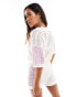 The Frolic brooks square crochet beach shirt in pink