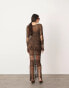 ASOS EDITION long sleeve macrame knit maxi dress in brown