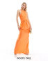 ASOS DESIGN Tall textured racer neck maxi dress with twist waist detail in orange