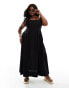 ASOS DESIGN Curve seamed maxi tennis sundress in black