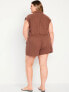 Waist-Defined Crinkle Gauze Romper -- 3-inch inseam