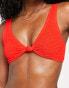 Topshop crinkle knot front bikini top in red