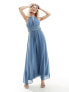 Vila Bridesmaid halterneck maxi dress in blue