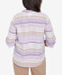 Charm School Women's Horizontal Stripe Button Down Top