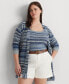 Plus Size Linen-Blend Belted Fringe-Trim Cardigan