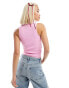 Santa Cruz ribbed vest with embroidered logo in pink