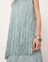 ASOS EDITION ultimate fringe racer neck maxi dress in powder blue