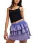 Monki mini ruffle frill skirt in tinted purple