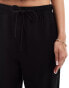 Mango linen look cropped relaxed trousers in black