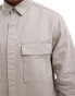 ASOS DESIGN overshirt with square collar and patch pocket in grey