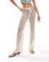 Mango crochet tie wast beach trousers in white