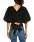 Oat New York Puffed Sleeve Crop Top Women's Black Xs