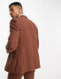 ASOS DESIGN slim suit jacket in chocolate slubby texture