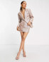 Simmi Petite glitter blazer co-ord in rose gold