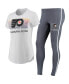 Женская пижама Concepts Sport Womens White, Charcoal Philadelphia Flyers Sonata T-shirt and Leggings Set