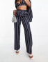 4th & Reckless stripe high waist trouser co-ord in navy