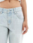 ASOS DESIGN Petite mid rise baggy boyfriend jeans in light blue