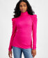 Petite Puff-Sleeve Mock Neck Top, Created for Macy's