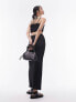 Topshop co-ord centre front ruched maxi skirt in black