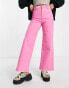 DTT Petite high waist wide leg jeans in pink