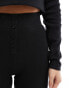 Threadbare Petite Ski ribbed base layer top and leggings set in black