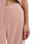 ASOS DESIGN relaxed wide leg tailored trouser in pink brushed stripe co-ord