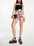 Morgan high waist tailored short in lime smudge print