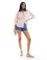 New Look long sleeve linen look shirt in pink