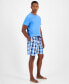 Men's Solid T-Shirt & Woven Plaid Boxer Set, Created for Macys