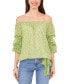 Women's Printed Off-The-Shoulder Bubble-Sleeve Top