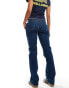 Pieces Kelly mid rise straight leg jeans in dark blue denim