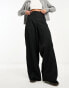 ASOS DESIGN seamed waist wide leg trouser in black stripe