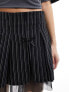 Reclaimed Vintage mini skirt with ruffle and bows in pinstripe