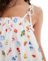 Miss Selfridge fruit print tie shoulder smock dress