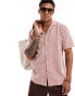 Cotton On cabana linen blend knit shirt in red checkerboard