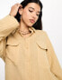 ASOS DESIGN oversized cheesecloth shirt in stone