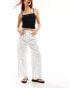 COLLUSION beach linen straight leg boxer trouser in white