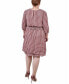 Plus Size 3/4 Sleeve Dobby Smocked Waist Dress