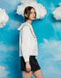 Sister Jane contrast stitch oversized collar shirt in ivory