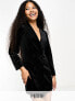 Miss Selfridge Petite going out velvet blazer dress in black