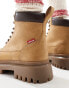 Levi's Lennox lace up boots with red tab logo in tan