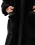 ONLY Petite longline faux shearling coat in black