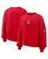 Women's Scarlet San Francisco 49ers Rewind Oversized Long Sleeve Cropped Pullover Sweatshirt