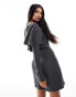 ASOS DESIGN knitted cape button through mini dress in charcoal marl