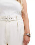 In The Style Plus tailored belted short in cream